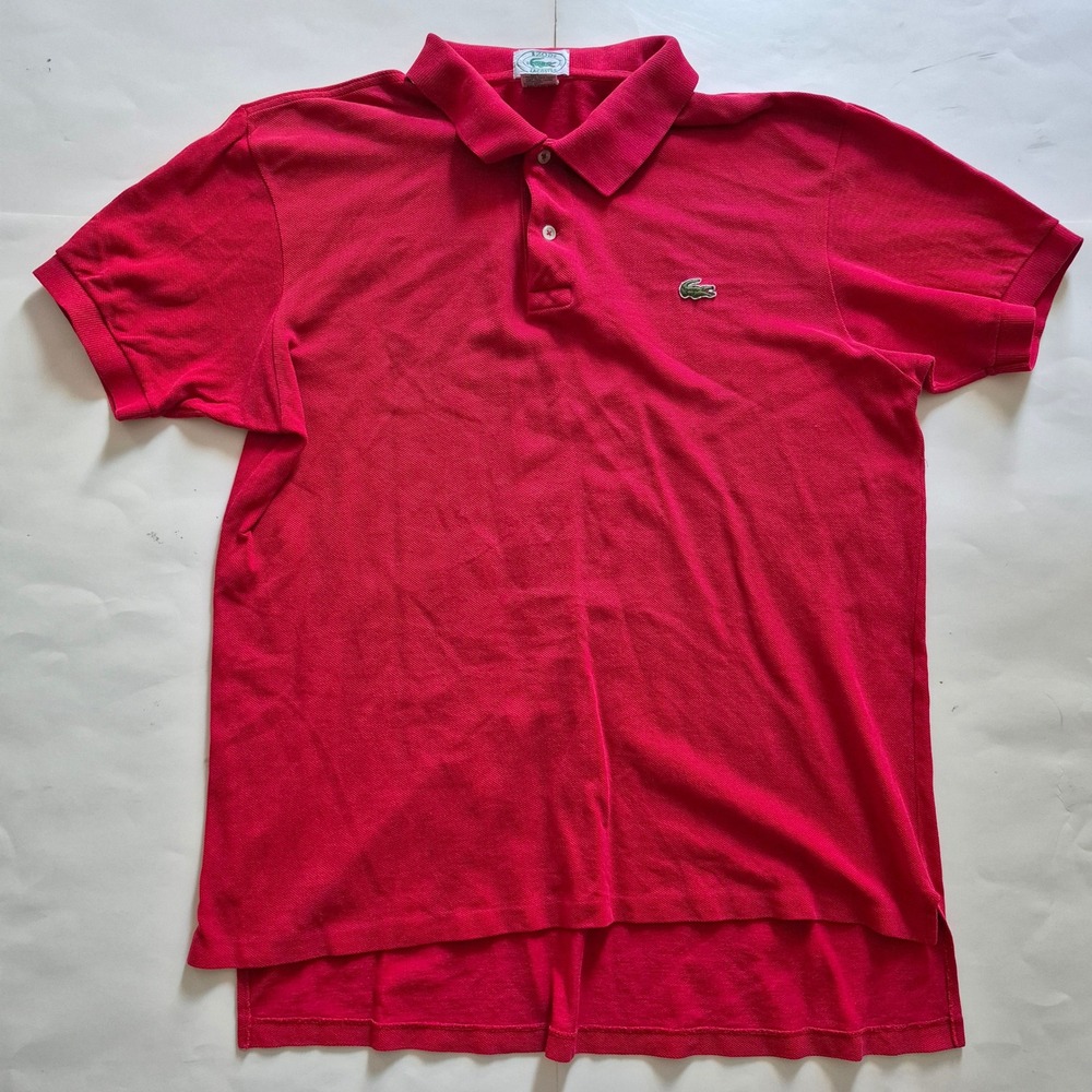 Vintage Izod Lacoste Men Red Short Sleeve Cotton Pique Polo Shirt Size L Patron